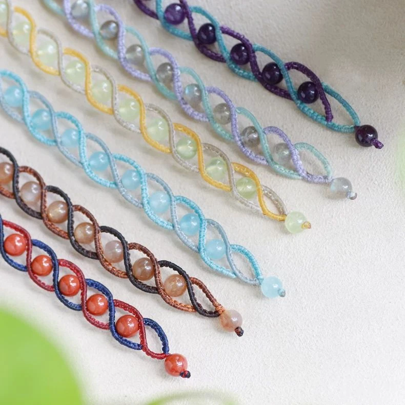 栖石原创初级编绳教程彩虹气泡手链手绳彩色珠子编绳饰品