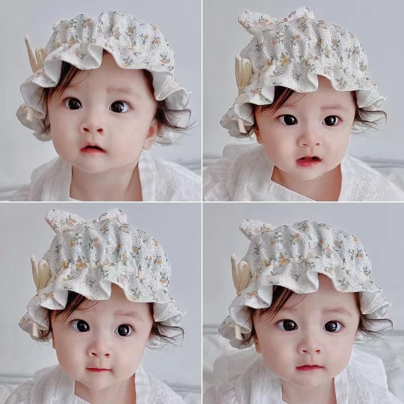 婴儿帽子春秋薄款可爱萌婴幼儿0-3月胎帽夏季初生宝宝遮阳防晒帽