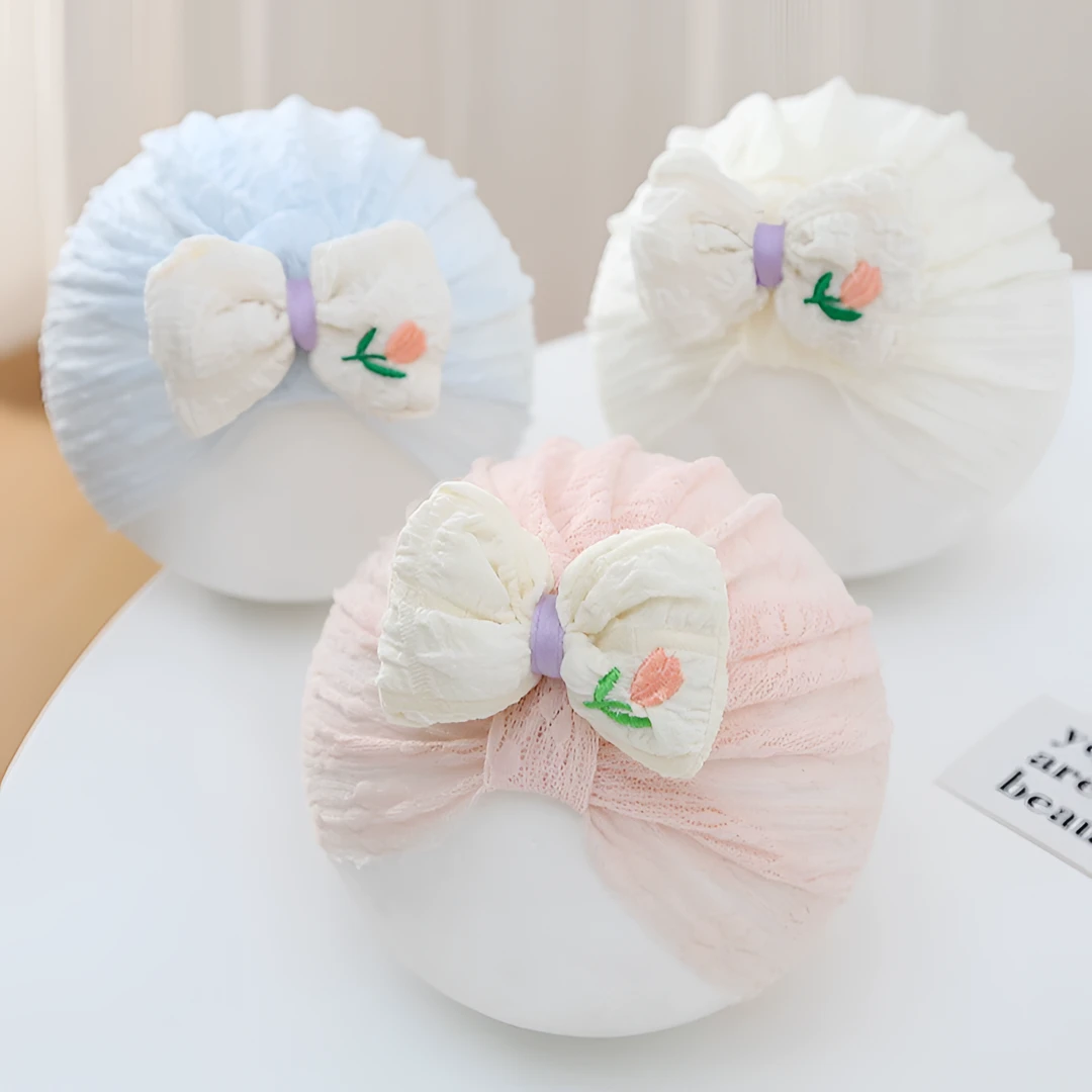 婴儿帽子夏季薄款公主印度帽女宝宝婴幼儿无骨胎帽新生儿护囟门帽