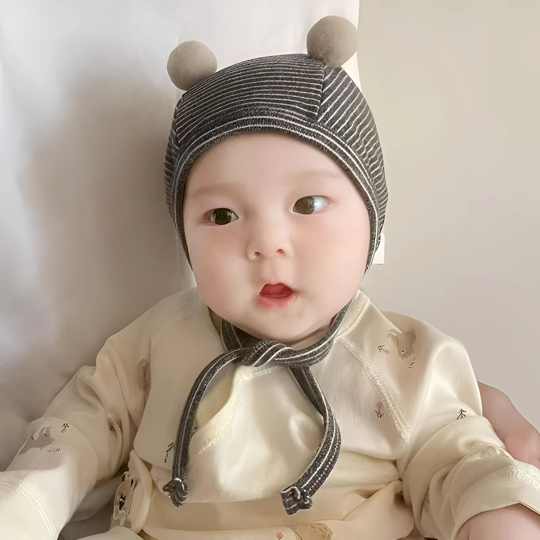 婴儿帽秋冬款无骨宝宝帽子可爱超萌新生儿护卤门帽婴幼儿套头胎帽