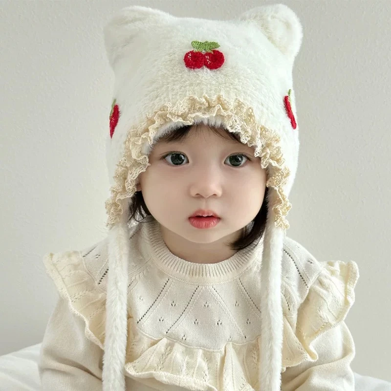 婴儿可爱帽子秋冬季女童护耳帽冬天毛绒加厚防风保暖女宝宝公主帽