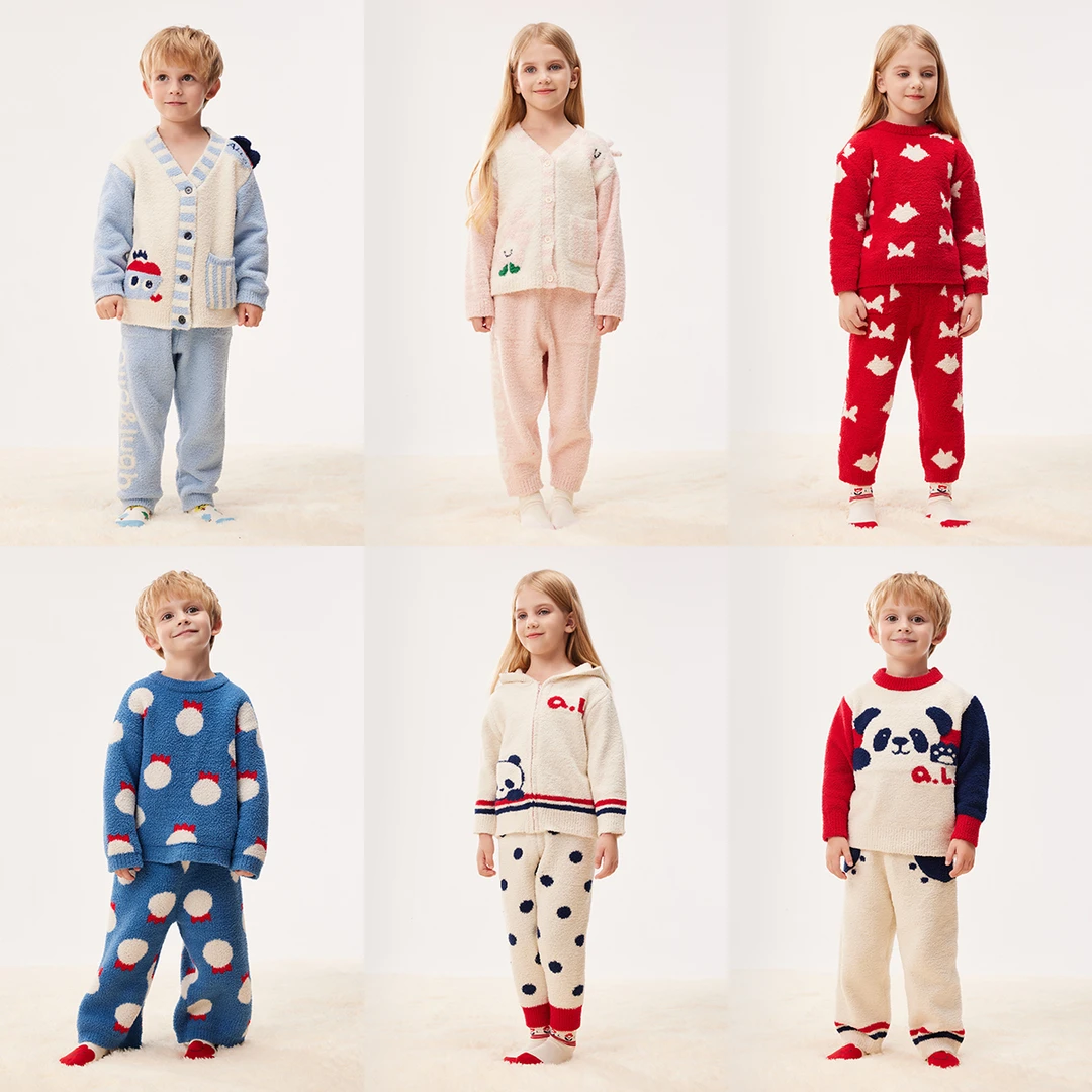 allo&lugh【商场同款|家居服合集】2024新款儿童半边绒二件套家居服