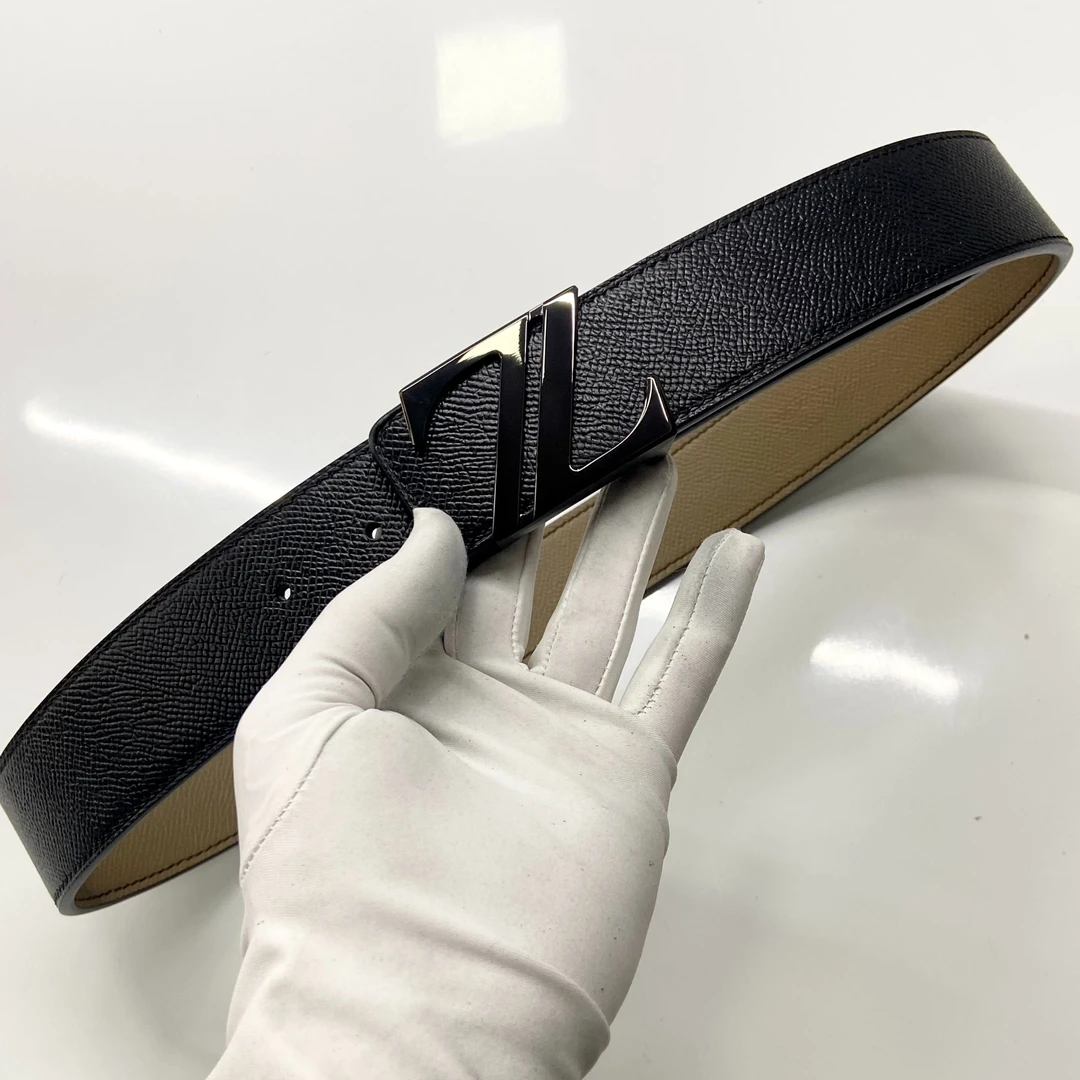 掌纹小牛皮/黑钢扣/手工缝线男款头层真牛皮皮带商务休闲百搭时尚