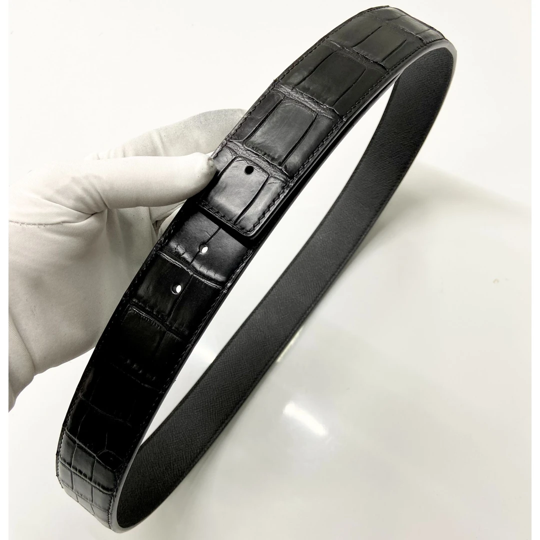 手工定制纯水染鳄鱼皮男士真皮腰带/高端商务休闲男款手工腰带