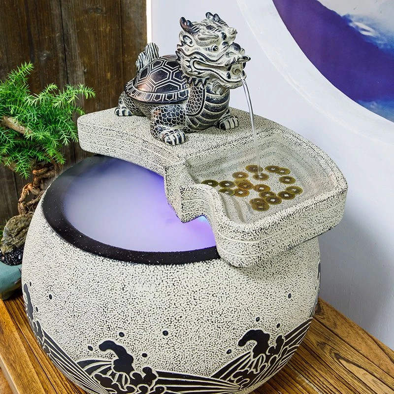 八卦龙龟金钱龙头龟流水摆件客厅办公室家居鱼缸店铺开业送礼招财