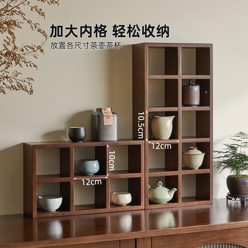 实木置物架壁挂桌面茶具收纳架北欧水杯多宝阁桌上靠墙展示旋转格