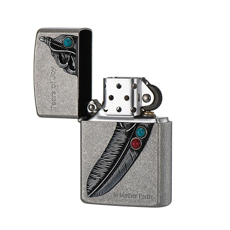 ZORRO佐罗松石羽毛经典煤油打火机老式砂轮男士高档创意打火机