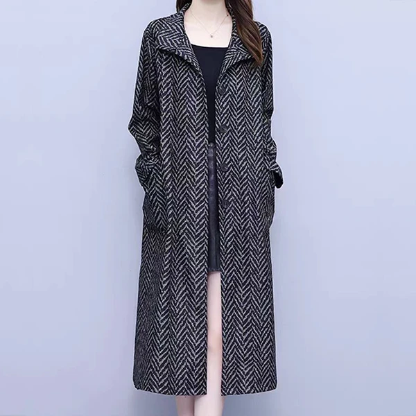 春秋季高端女装中长款时尚大码妈妈宽松提花气质爆款风衣外套010