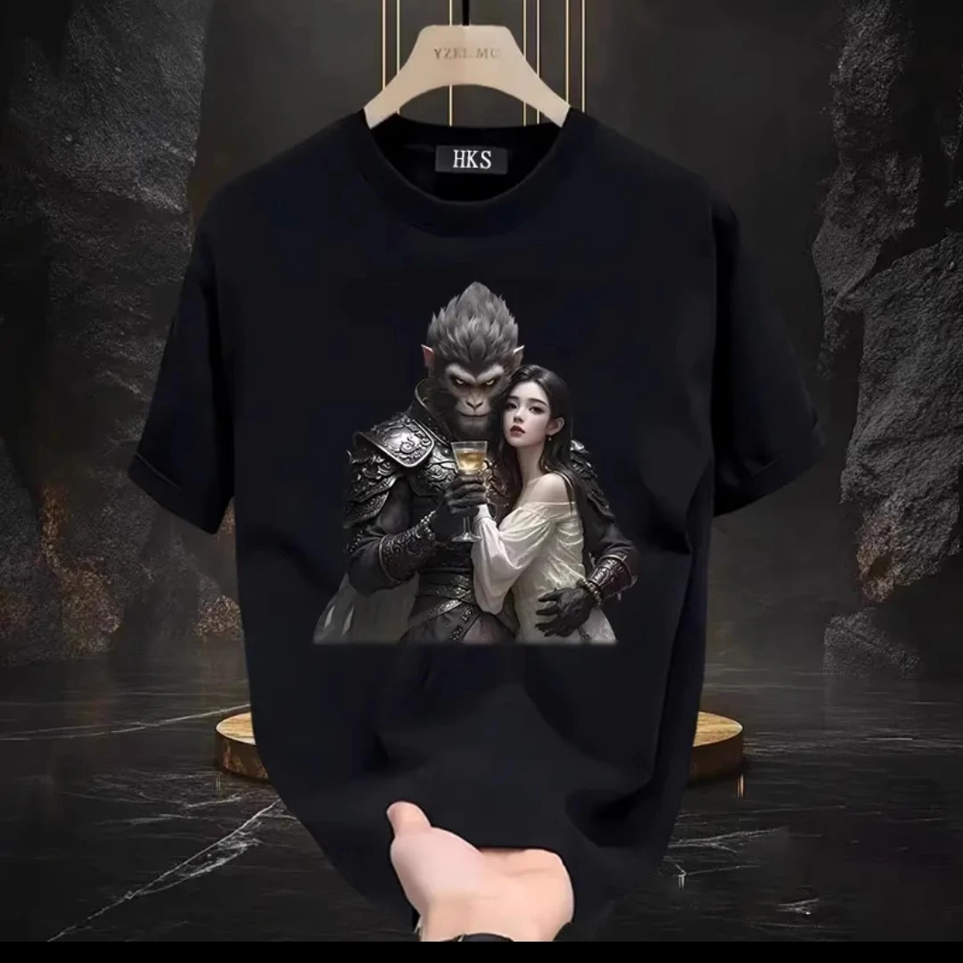 黑神话悟空同款周边夏季男士短袖潮流圆领短袖夏季百搭上衣韩版