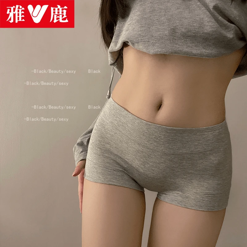 雅鹿内裤女纯棉100%全棉抗菌内裤女款抑菌高腰大码女士打底短裤