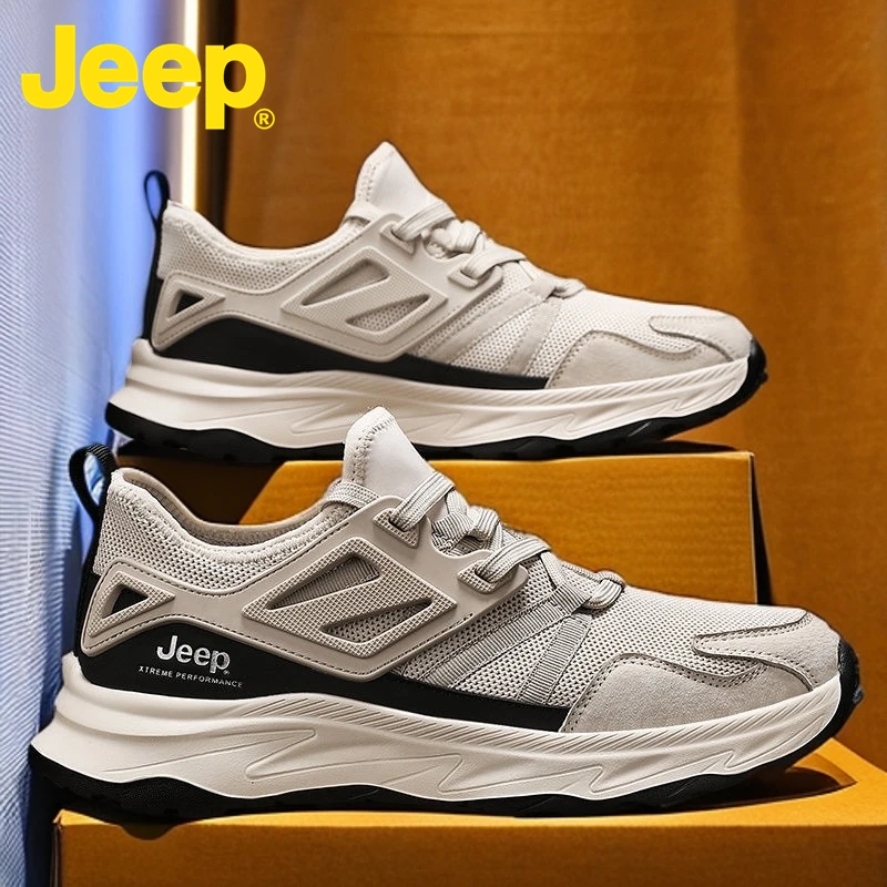 JEEP/吉普男鞋2025新款潮鞋轻薄透气高档男士户外厚底男士休闲鞋