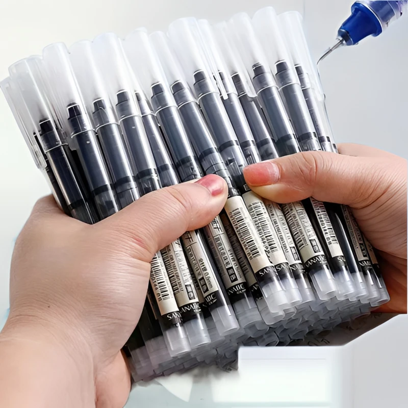 直液式速干0.5中性笔走珠笔耐摔大容量黑笔蓝笔红笔学生练字考试