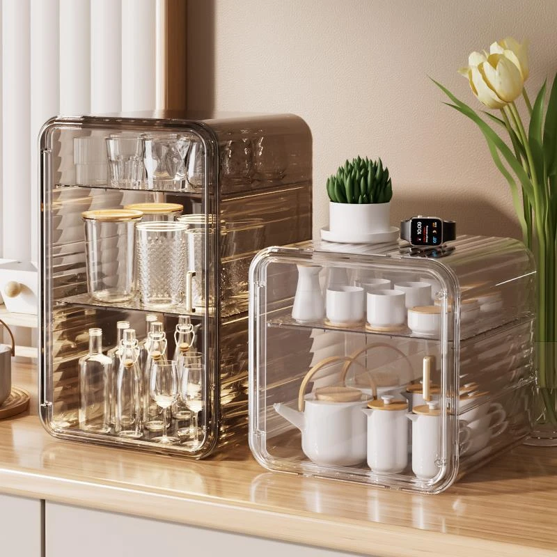 橱明星杯子收纳置物架放水杯咖啡杯架茶杯架子茶具防尘沥水储物盒