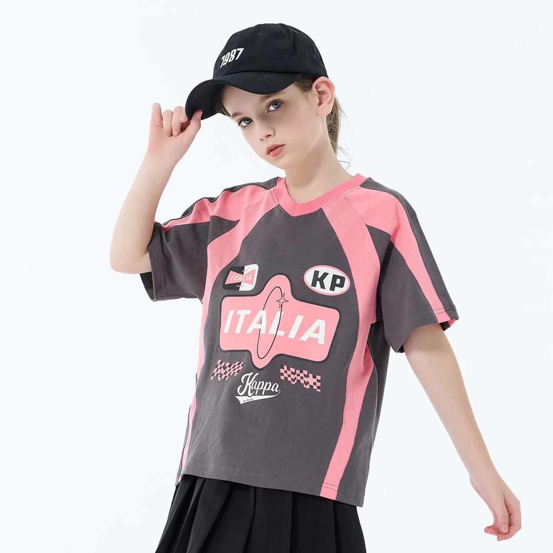 kappa2023夏季新款短袖上衣时尚运动男女童T恤KQCH23B047
