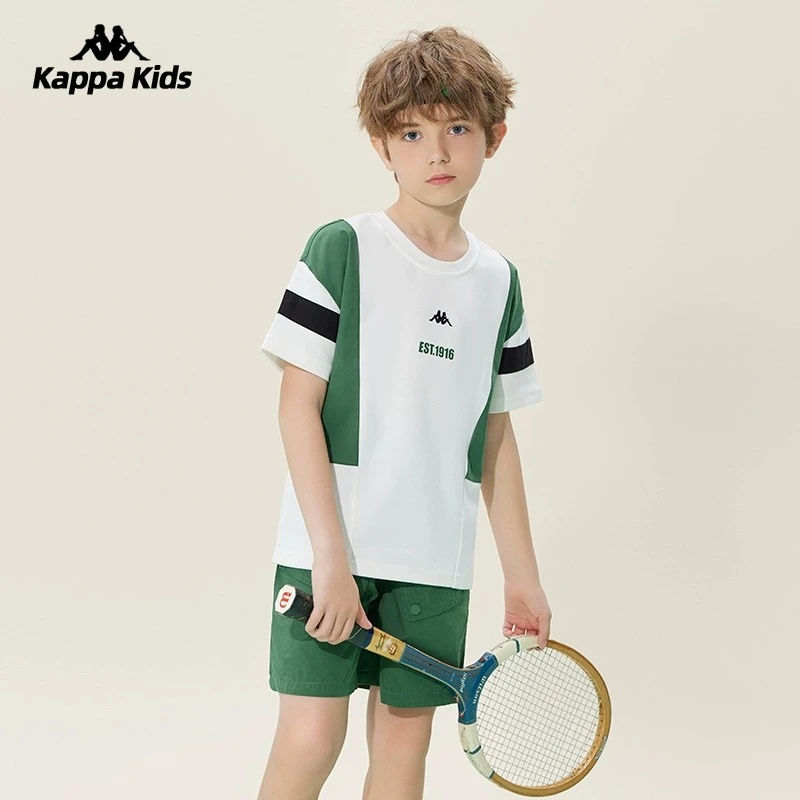Kappa卡帕童装儿童套装夏季男童2023新款运动T恤两件套KZC23B043