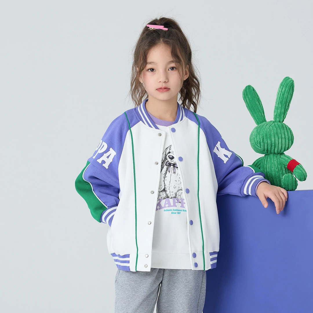 Kappa Kids卡帕童装2023秋季儿童休闲百搭男童外套女童棒球服外套