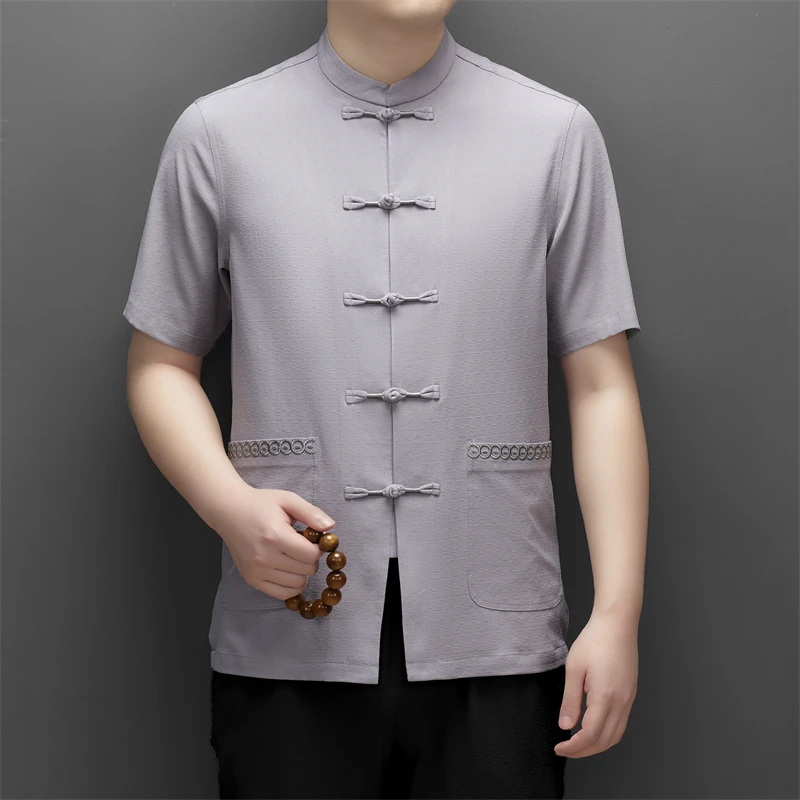 唐装男短袖大码夏季中国风男士上衣中式宽松