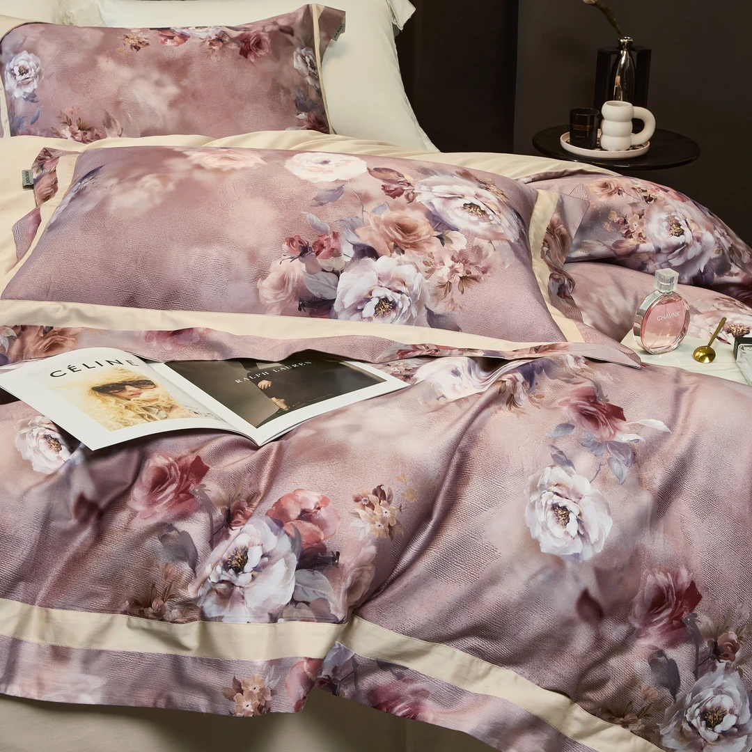 【源头好家居】【玫瑰花语】全棉纯棉设计师款高支高密数码印花四件套