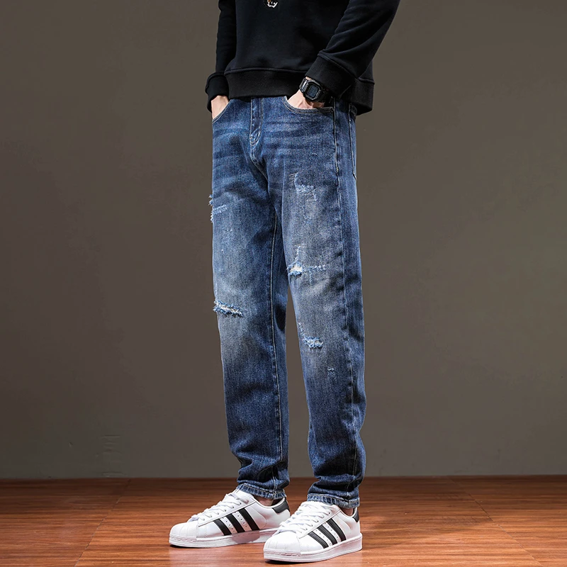破洞牛仔裤男款宽松新款男式裤子男装男裤子春秋款上新2025爆款