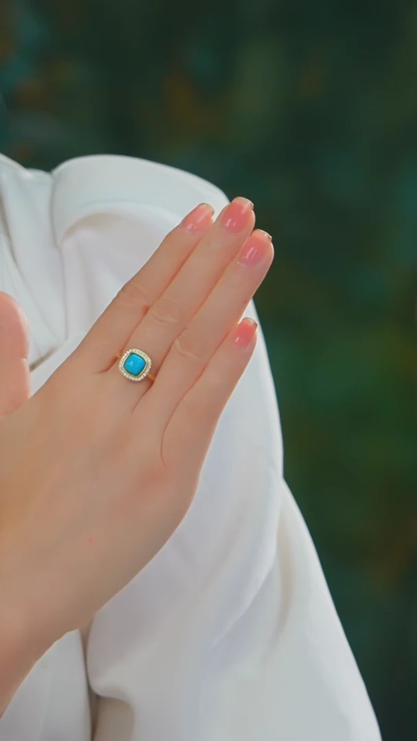 【闪购商品】绿松石戒指银S925镶嵌发货一件