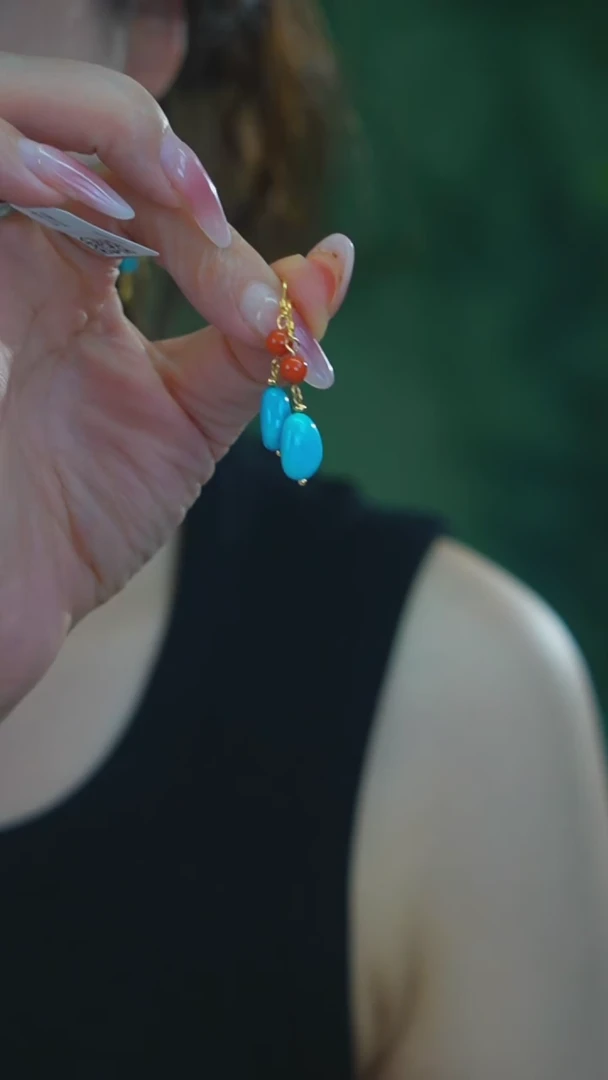 【闪购商品】绿松石耳环银S925镶嵌发货一件