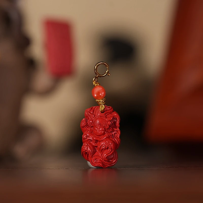 含辰砂工艺品【青成珠宝】朱砂宝宝九吊坠（多样性发一定制）