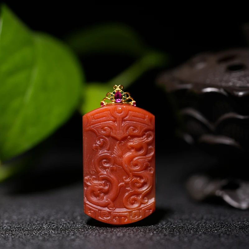 【青玄珠宝】南红朱雀青龙牌