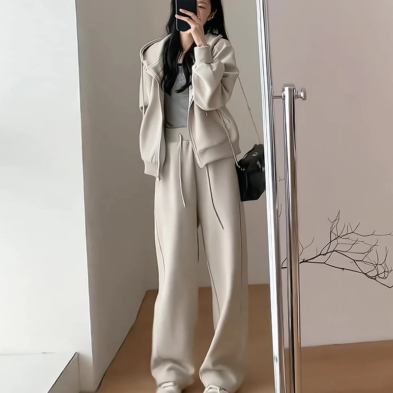 高级感时尚运动套装女春秋季宽松显瘦韩版学生连帽卫衣休闲两件套