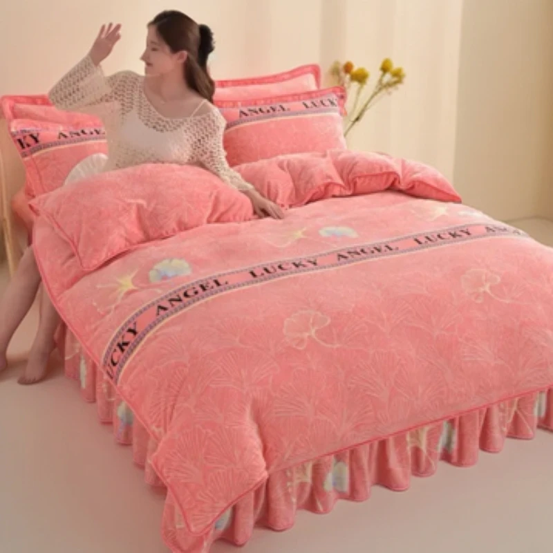 新款牛奶绒四件套冬季加绒加厚保暖双面绒床上用品