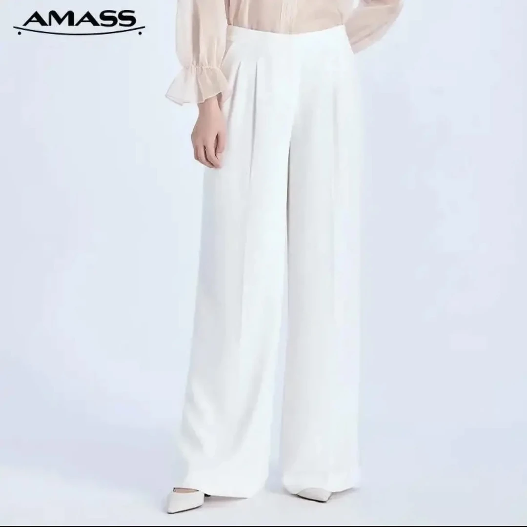 AMASS/阿玛施老钱风高腰质感气质垂感阔腿裤5100261