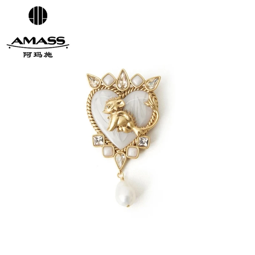 铜合金树脂胸针 AMASS阿玛施 百搭炫彩龙系列质感烫钻胸针5900518