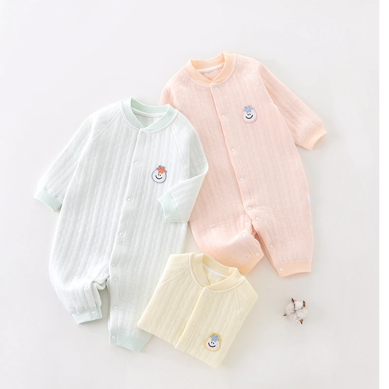 婴儿连体衣秋冬季夹棉新生儿衣服宝宝保暖爬服冬款空气棉婴儿哈衣