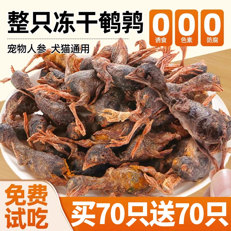 熊熊良铺鹌鹑冻干狗零食猫咪宠物训练奖励增肥发腮柯基比熊磨牙棒