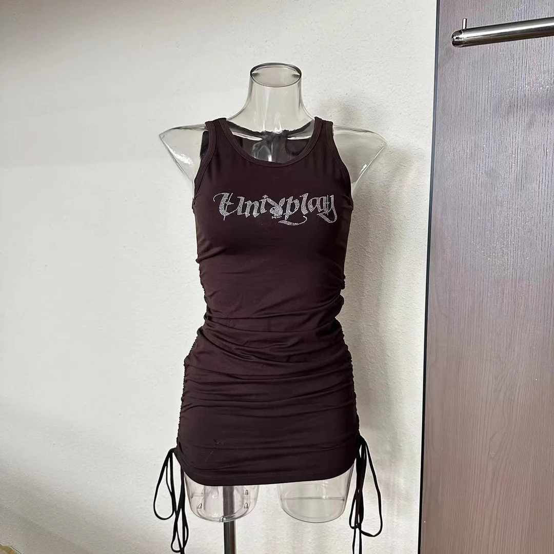 龙怼怼推荐【字母抽绳裙】短款时尚百搭打底美背女士修身无袖外穿