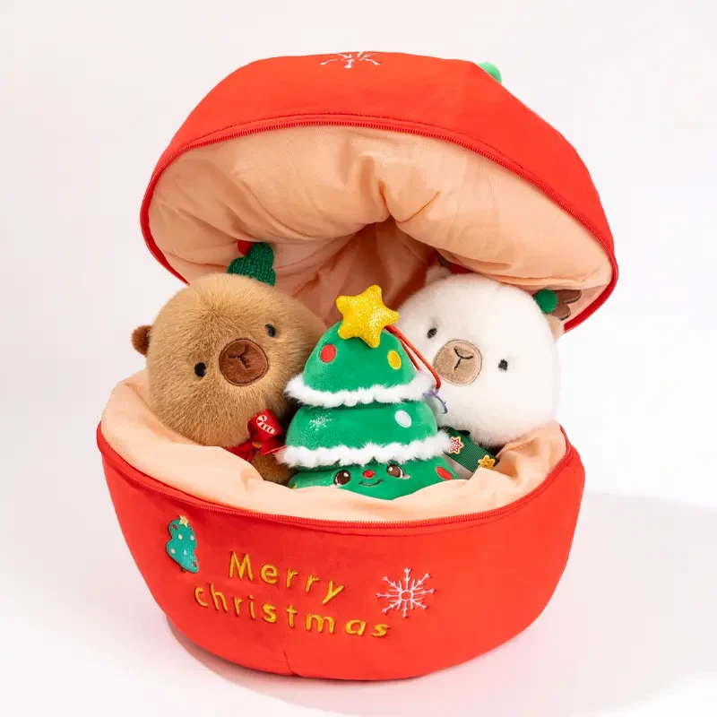 圣诞节礼物毛绒玩具小树挂件水豚公仔圣诞玩偶创意平安夜苹果娃娃