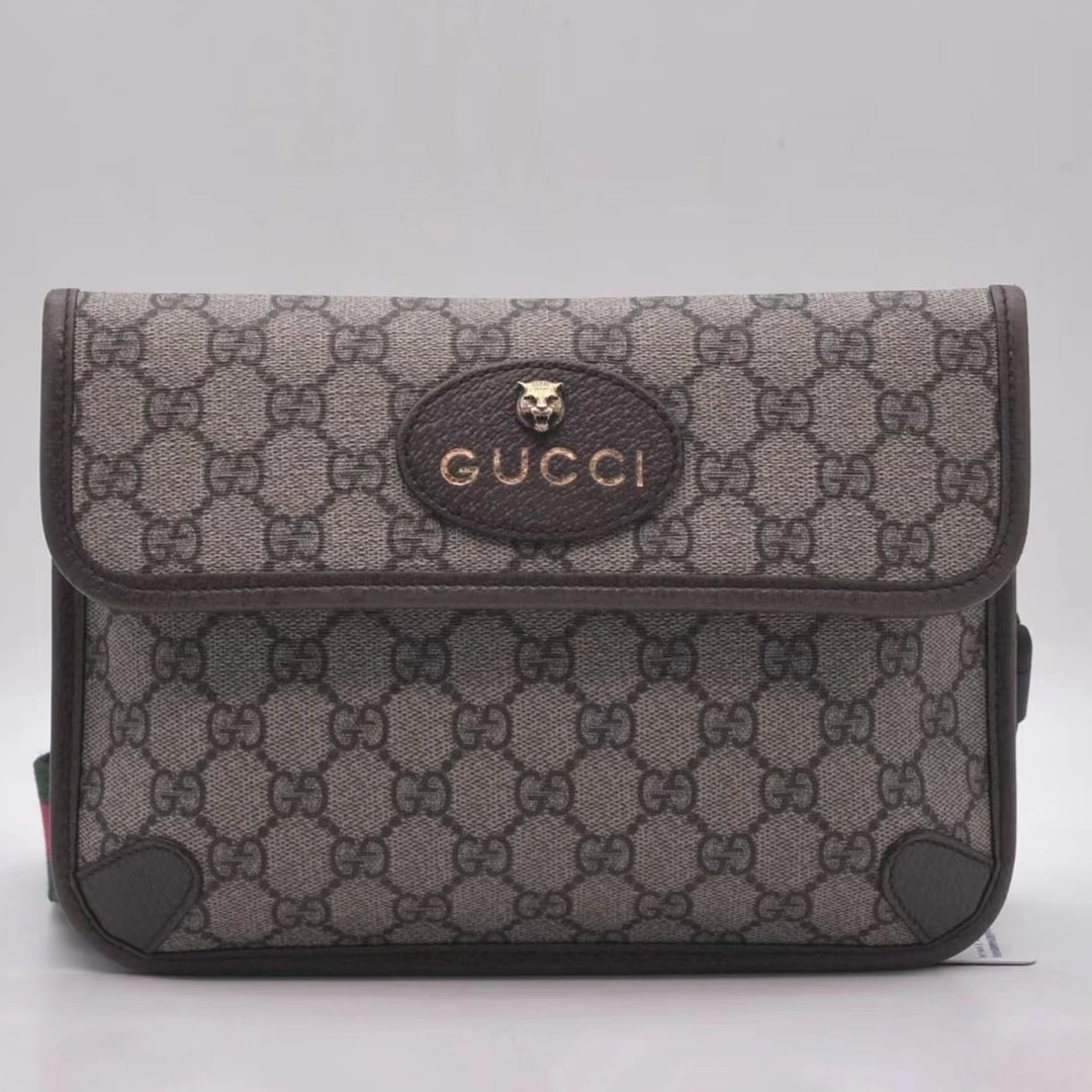 95新 GUCCI/古驰 虎头帆布单肩斜挎胸包腰包女士时尚包包虎头包