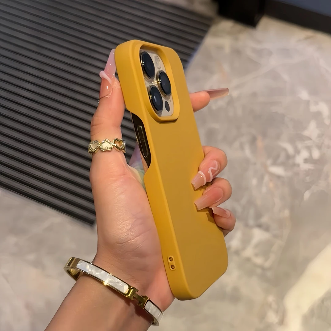 秋冬超薄磨砂姜黄色半包适用iPhone16promax苹果15手机壳14/13男1