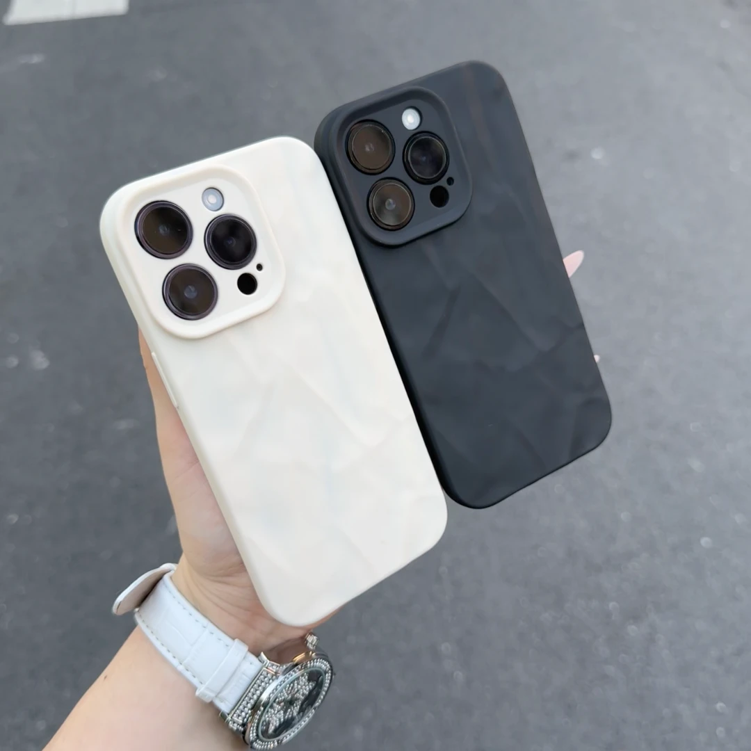 简约褶皱适用iPhone15/14promax防摔手机壳苹果13/12pro女款11男