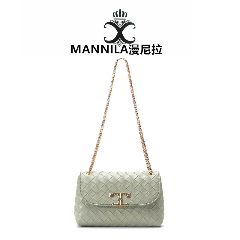 单肩编织小香风时尚百搭女士小众腋下菱格肩包5719