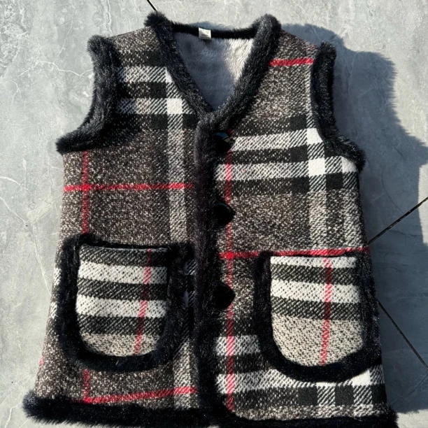 儿童马甲1-3岁男童3-7岁男宝坎肩三层加厚可外穿冬季马夹百搭格子