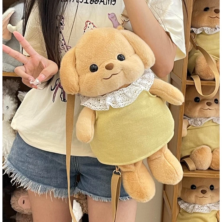 小红书同款小鼻嘎贵宾犬单肩双肩包毛绒玩具布娃娃玩偶生日礼物