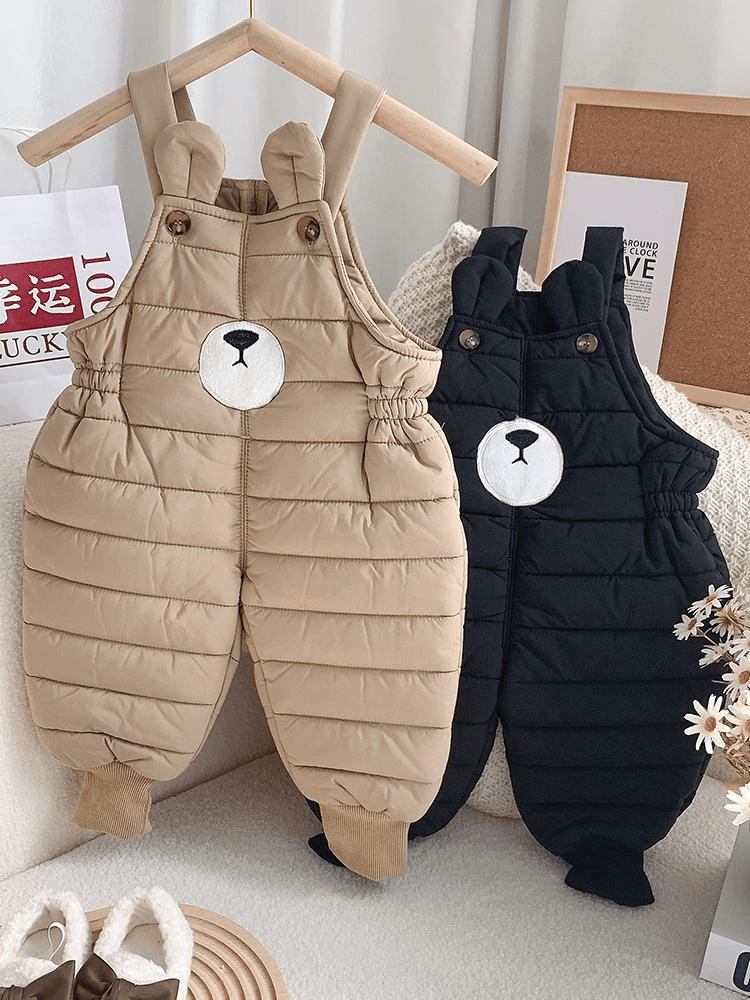 男童加绒背带裤儿童保暖洋气女宝宝冬季加厚棉裤可开裆婴儿