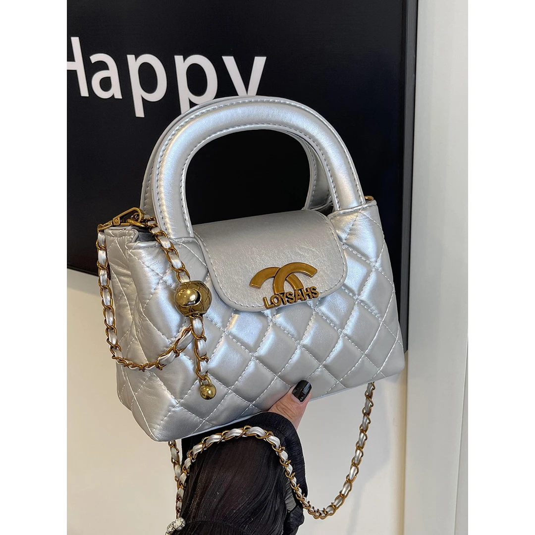 新高级感小众菱格包包百搭时尚软皮小香风手提单肩包002