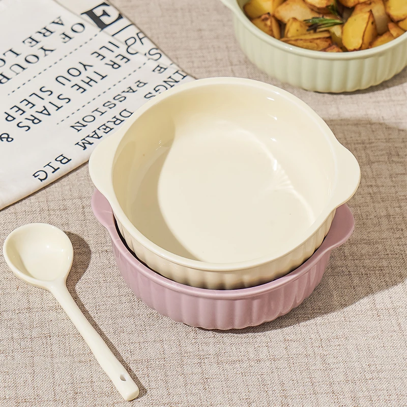 宝宝碗7.5英寸双耳陶瓷面碗沙拉碗釉下彩奶fufu可爱高颜值