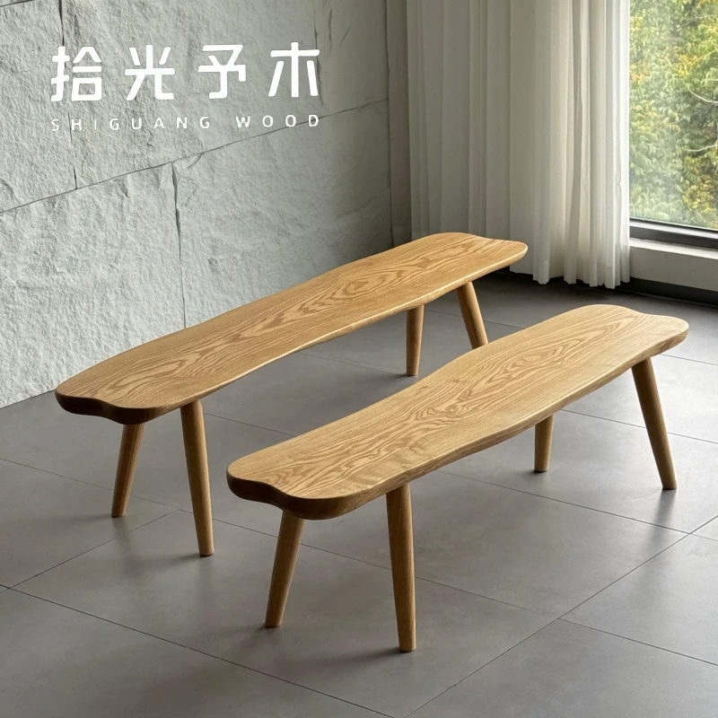 拾光予木|随形条凳 白蜡木长条凳家用实木长凳卧室床尾凳换鞋凳