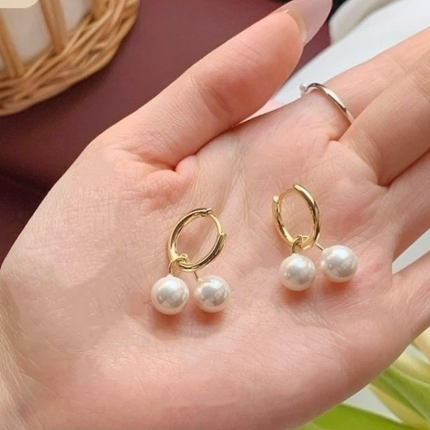 合金耳饰 法式复古珠珠吊坠耳环轻奢小众气质温柔素款百搭耳钉女