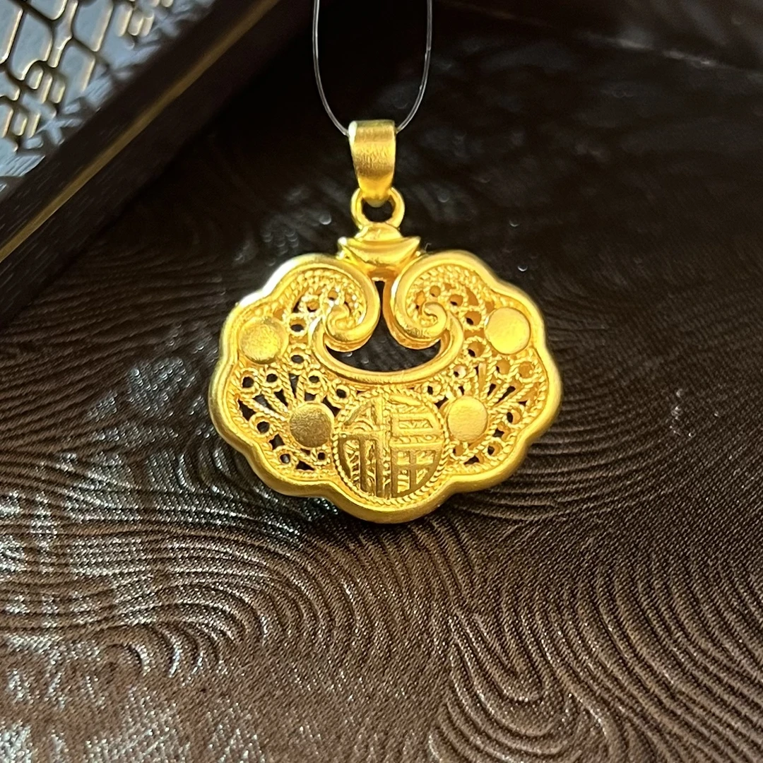 足金999 锁包吊坠