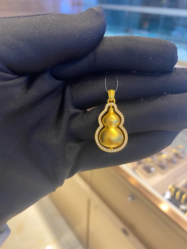 足金999 葫芦镶嵌款吊坠