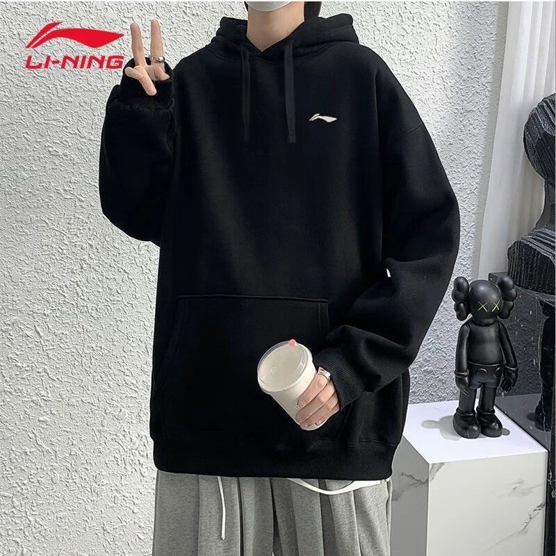 李宁卫衣男士春秋新款情侣套头长袖连帽上衣女休闲运动卫衣外套女