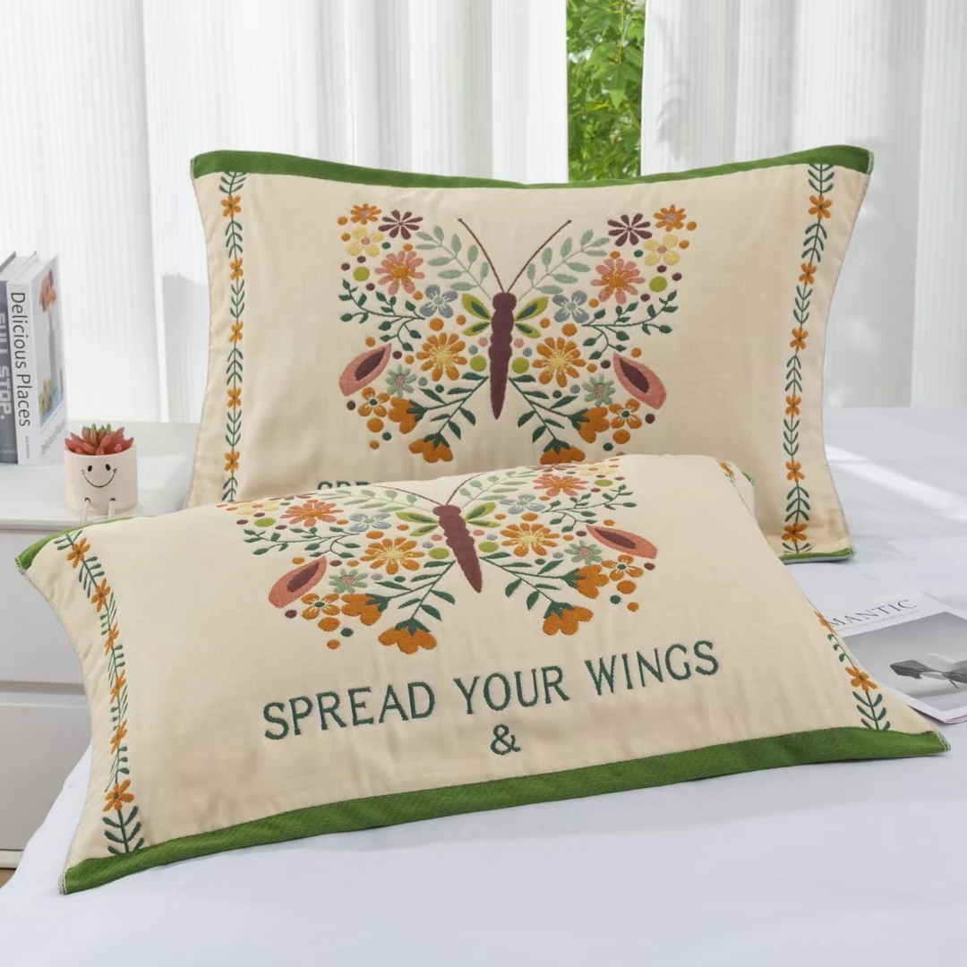 纯棉四层纱布枕巾